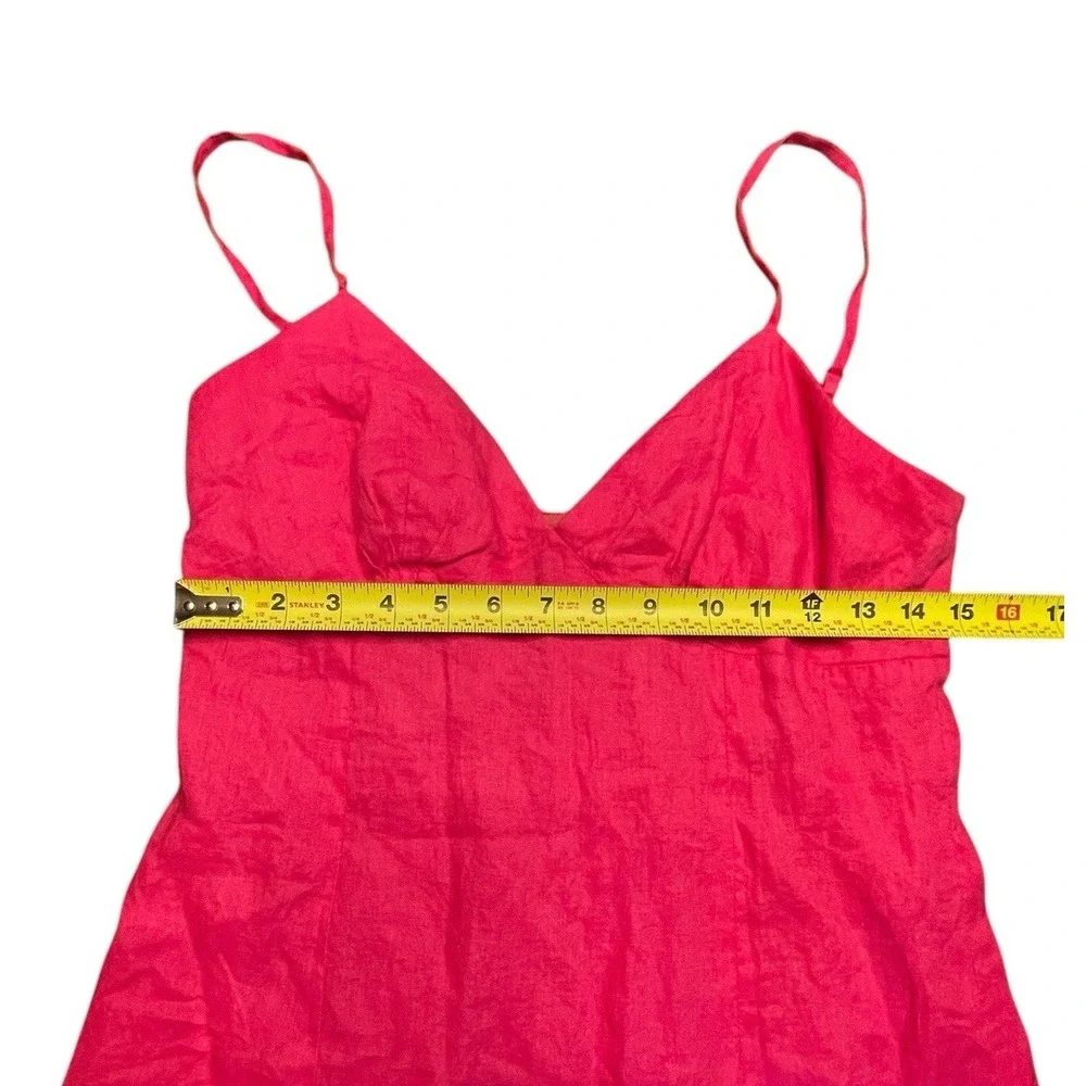 Muse Boston‎ Proper Linen Pink Spaghetti Strap Mini Dress Size 10 Ruffle Cruise